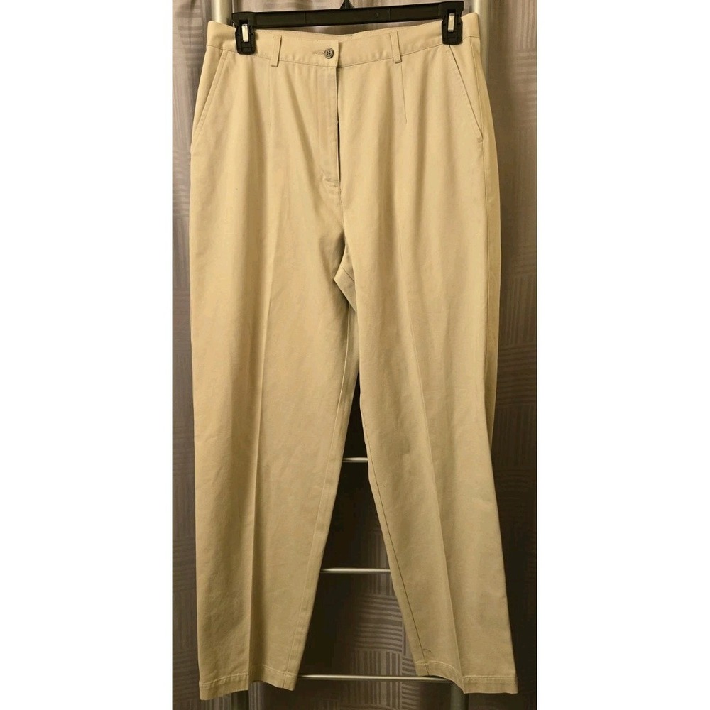 LL Bean Womens Original Fit Twill Khaki Chino Pants Sz 14 Reg Slacks‎ 0KN89